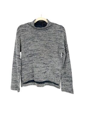 Madewell High Neck Speckled Knit Pullover Knit Top Navy Blue White Size Small